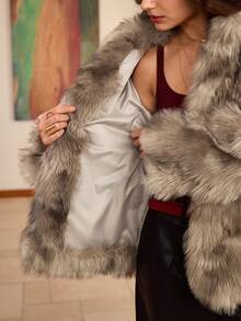 Hansera Women's Animal Print Faux Fur Lined Winter Jacket, Fashion Versatile Cold-Proof Coat For Autumn/Winter - Grey - View 6