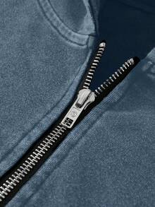 PAVTROS 男士休闲复古连帽卫衣，秋冬季 - 藍色 - 查看 5