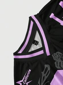 Manfinity Campus Court 休闲宽松透气短袖男士时尚印花T恤 - 彩色 - 查看 5