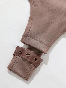 Women's Mocha Brown High Stretch Casual Comfy Backless Thong Bodysuit - Mocha Brown - View 6