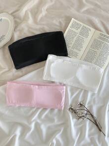 Teen Girl Simple Solid Color Comfortable Bandeau Bra Strapless Bra For Teens Cute Tube Tops Strapless Bra With Padding Tube Top Set Strapless Bandeau Bra