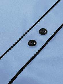 Manfinity Mode Camisa de manga larga casual y versátil con cuello vuelto y abotonadura sencilla para hombres - Azul - Ver 4