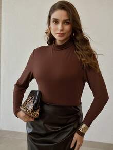 MOTF PREMIUM PLUS MOCK NECK SLIM FIT T-SHIRT - Coffee Brown - View 6