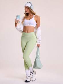 Sovereign Charm Legging Esportiva Apertada de Cintura para Mulheres - Verde - Visão 6
