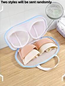 1pc Bra Laundry Bag For Washing Machine – Delicate Lingerie Wash Bag With Zipper, Prevents Deformation For Bras (A To C Cup) – Underwear Mesh Laundry Bag For Women, Travel & Home Use – Christmas Holiday Gift For Her, Blue, Durable & Reusable - White - View 9