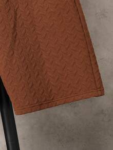 2pcs/Set Teenage Boys Casual Contrast Color Patchwork Textured Fabric Polo Shirt & Brown Shorts Set, Suitable For Daily Commute & Leisure Wear