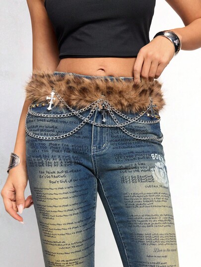 Goth 2 piezas Cinturón de mujer negro de doble con ojetes en forma de pentágono + Accesorio de cadena triple capa hueca con pentágono, versátil para vestidos, jeans y uso diario