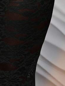 Slaydiva 春夏新款优雅蕾丝连衣裙，细肩带设计，交叉露背，鱼尾裙摆，适合派对、约会、宴会、休闲、度假、邮轮、海滩、日光浴等场合，红色 - 黑色 - 查看 9