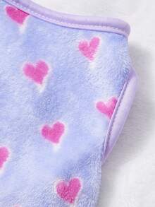 PETSIN 1pc Rose Red Love Printed Pet Tank Top Light Purple Autumn And Winter Warm Flannel Warm Pet Clothes - Multicolor - View 8