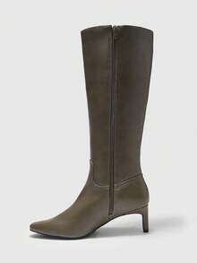 CUCCOO BIZCHIC Women's Fashion Versatile Commuting High Heel Mid-Calf Boots - Dark Grey - View 10
