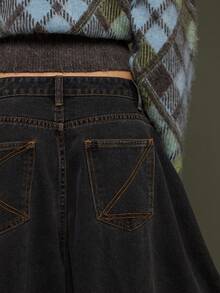 COUREZ Quần Jeans Baggy Balloon cạp trễ màu xám đậm - màu đen - Xem 6