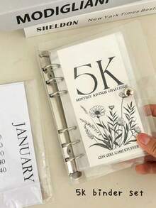 2.5K/5K/10K 12个月信封式储蓄挑战活页夹、大容量相册、资金管理计划本、预算活页本 - 無色 - 查看 7