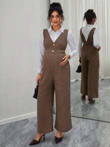 Momance Maternity Vintage Plaid Jumpsuit, Autumn/Winter