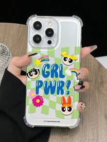 THE POWERPUFF GIRLS X SHEIN 1 Ốp lưng điện thoại thời trang, chống sốc, họa tiết hoạt hình dễ thương và sáng tạo, hoàn toàn trong suốt, quà tặng Halloween và Giáng sinh, tương thích với iPhone - Nhiều màu - Xem 2