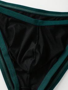 WENEZON Men's Ribbed Sexy Low-Rise Briefs, Men's Underwear, Suitable For Couples Date, Couples Gift G-String Underwear String Bikini Panties String Panties Bikini Panties - Black - View 4