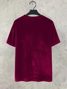 Claim Dot 男士字母印花圆领短袖休闲百搭T恤 - 紅色 - 查看 3