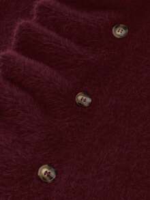 Franclia Elegant & Fashionable Young Simple Versatile Commuting Fitted Ruffled Collar Knit Cardigan Sweater For Women, Autumn/Winter - Rose Red - View 3