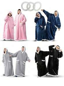 A Large-Size Hooded Sweater, A Woolen Hooded Shirt For Both Men And Women, Made Of Comfortable Flannel Material, With Pajama-Like Functionality, Is A Must-Have For Warmth In Autumn And Winter, Perfect For Home Wear - Multicolor - View 10