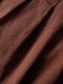 Falda De Mezclilla Plisada Y Deshilachada Para Mujer - Café integral - Ver 4