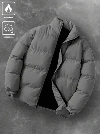 Manfinity EMRG 男士纯色立领冬季长袖外套，纯色保暖冬装外套