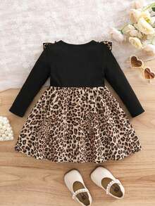 Emery Rose Kids Emery Rose Kids Young Girl Casual Leopard Print Patchwork 2 In 1 Dress