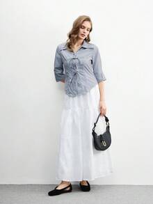 CUCCOO BIZCHIC 女士休闲百搭通勤简约镂空蝴蝶结装饰平底鞋 - 黑色 - 查看 8
