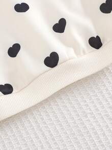 Cozy Pixies Baby Girl Heart Pattern Valentine's Day Love Heart Knitted Soft Round Neck Long Sleeve Pullover Sweatshirt, Comfortable Versatile Fashionable Casual Cute Basic Style, Suitable For Autumn/Winter Indoor, Outdoor Leisure, Skiing, Back To School, Daily Wear, Sports, Play, Party