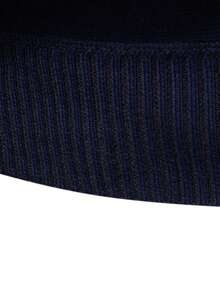 Manfinity Mode Áo len dệt kim dài tay có khóa kéo thường ngày dành cho nam, đa năng cho mùa thu - Xanh đậm - Xem 3