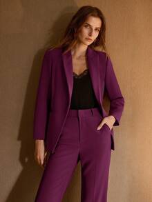 MOTF Classy WOMEN'S OFFICE WEAR PRESS CREASE SUIT PANTS - Purple - View 6