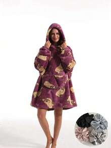 1 Stück dicke Flanell Kapuzen TV Decke, ultra weiche umkehrbare Sherpa Woll Tragbare Decke, Oversized langärmelige Wolldecken Jumpsuit, Flanell Pyjama, TV Decke, Decke, TV Decke, Outdoor kältebeständige Kapuzen Heim Kleidung Decke (Paar/Heim Kleidung), warme Winter Paar Taschen Schlafdecke, Neujahrgeschenke