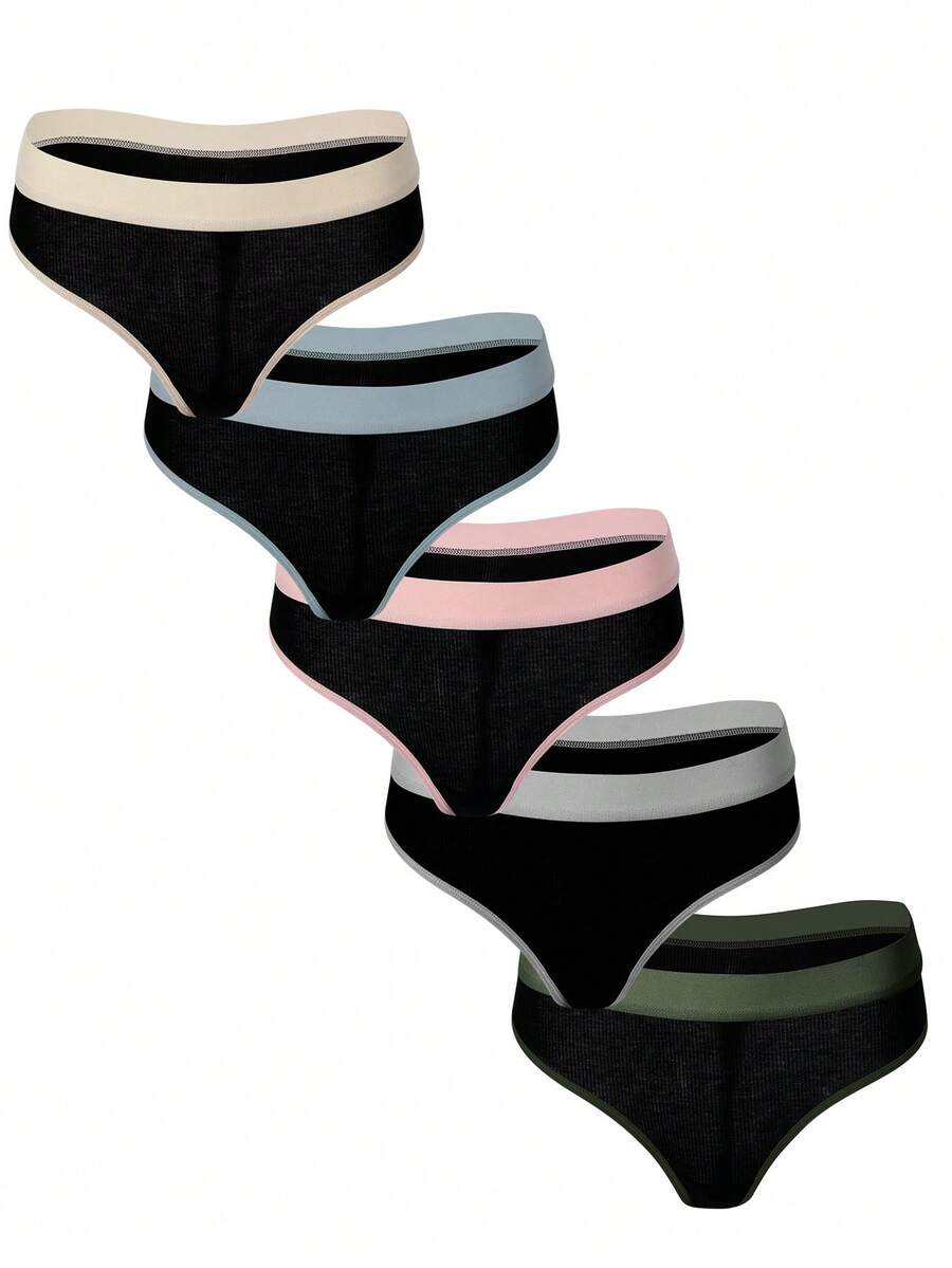 5pcs/Set Women's Sexy G-String Panties Set - Multicolor - View 1