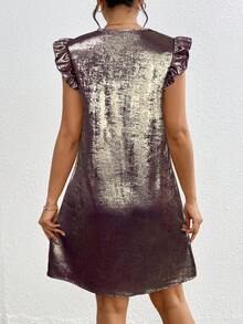 SHEIN Clasi Women V-Neck Cap Sleeve Casual Spring And Summer Dress For New Year Holiday Party Clothes - Purple - View 2