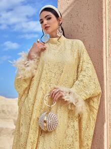 Al Najma Women's Turkish Maxi Dress & Arabic Traditional Abaya Kaftan Jalabiya Dress Gold Clothes Love And Lemonade Dresses - Yellow - View 7