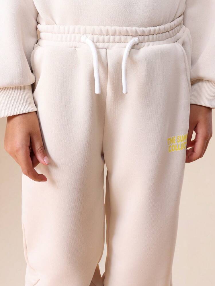 Hoodie And Jogger Set With Text Print