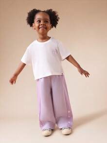 SUMWON Star Detail Wide Leg Jogger Set With Graphic T-Shirt Casual Comfortable Co-Ord Outfit For Everyday Wear Vacation - Purple - View 6