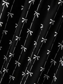 GlowEve CURVE 大码女式圆领3D蝴蝶结装饰收腰休闲短袖连衣裙，适合度假穿着 - 黑色 - 查看 5