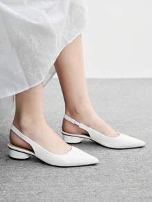 CUCCOO BIZCHIC Giày cao gót mũi nhọn thanh lịch dành cho nữ, thiết kế tối giản cho việc đi lại - trắng - Xem 3