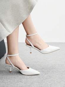 CUCCOO BIZCHIC Zapatos de tacón de punta elegantes y de moda para mujer, versátiles para ir al trabajo - Blanco - Ver 1