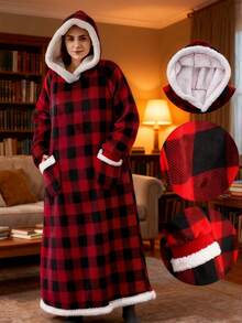 A Large-Size Hooded Sweater, A Woolen Hooded Shirt For Both Men And Women, Made Of Comfortable Flannel Material, With Pajama-Like Functionality, Is A Must-Have For Warmth In Autumn And Winter, Perfect For Home Wear - Multicolor - View 7