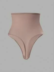 SHEIN Women's Shapewear Bodysuits High Waisted Tummy Control Panties Thong Shaping Shorts - Apricot - View 5