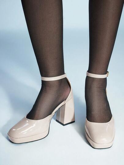 Sugerpunk Women's Mary Jane Wedding Shoes With Platform And Chunky Heel For Christmas