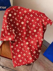 Manfinity Dauomo 男士休闲全印花圆领短袖T恤，夏季 - 紅色 - 查看 2