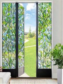 1Roll Window Privacy Film Stain Glass Window Film Rainbow Window Film Window Clings Non-Adhesive Reusable Decorative For Room - White - View 2