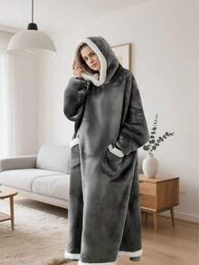 A Large-Size Hooded Sweater, A Woolen Hooded Shirt For Both Men And Women, Made Of Comfortable Flannel Material, With Pajama-Like Functionality, Is A Must-Have For Warmth In Autumn And Winter, Perfect For Home Wear - Multicolor - View 15