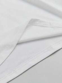 Women's Green Sunflower Print Casual V-Neck Short Sleeve T-Shirt - White - View 4