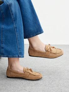 CUCCOO BIZCHIC 女士休闲流苏设计平底乐福鞋，适合日常穿着 - 棕色 - 查看 8