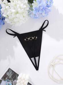 Heart Linked Bow Decor Sexy G-String, Rave