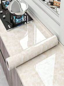 1 Stück Marmor Vinyl wasserfeste Tapete für Badezimmer, Tisch, Küchentür, Schrank, Arbeitsplatte, selbstklebender Aufkleber für Möbeldekoration, PVC - Weiss - Übersicht 3