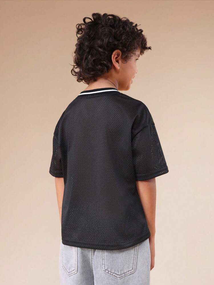 Oversized Mesh Jersey T-Shirt With Legendary Print