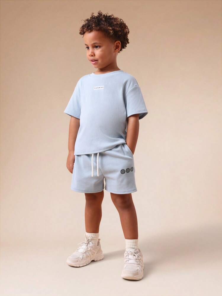 Conjunto de camiseta y pantalones cortos de punto acanalado